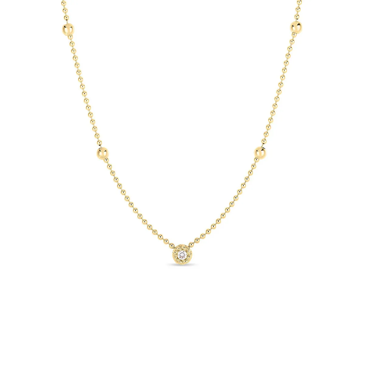 18K Yellow Gold Diamond Alternating Bead Chain