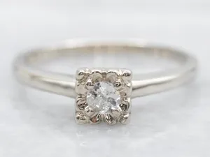 1930s Old Mine Cut Diamond Solitaire Engagement Ring