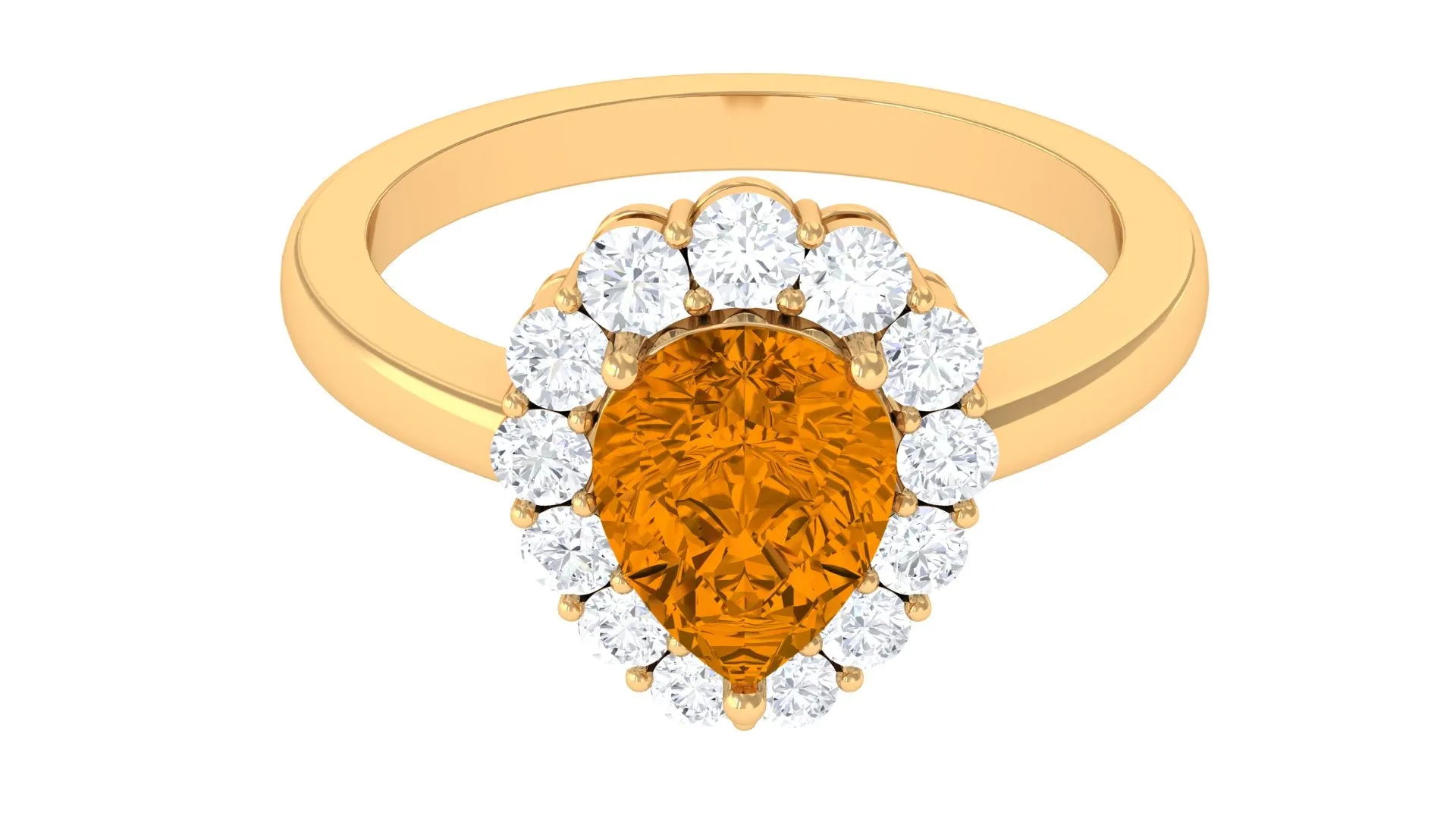 2.50 CT Citrine Vintage Engagement Ring with Moissanite Halo