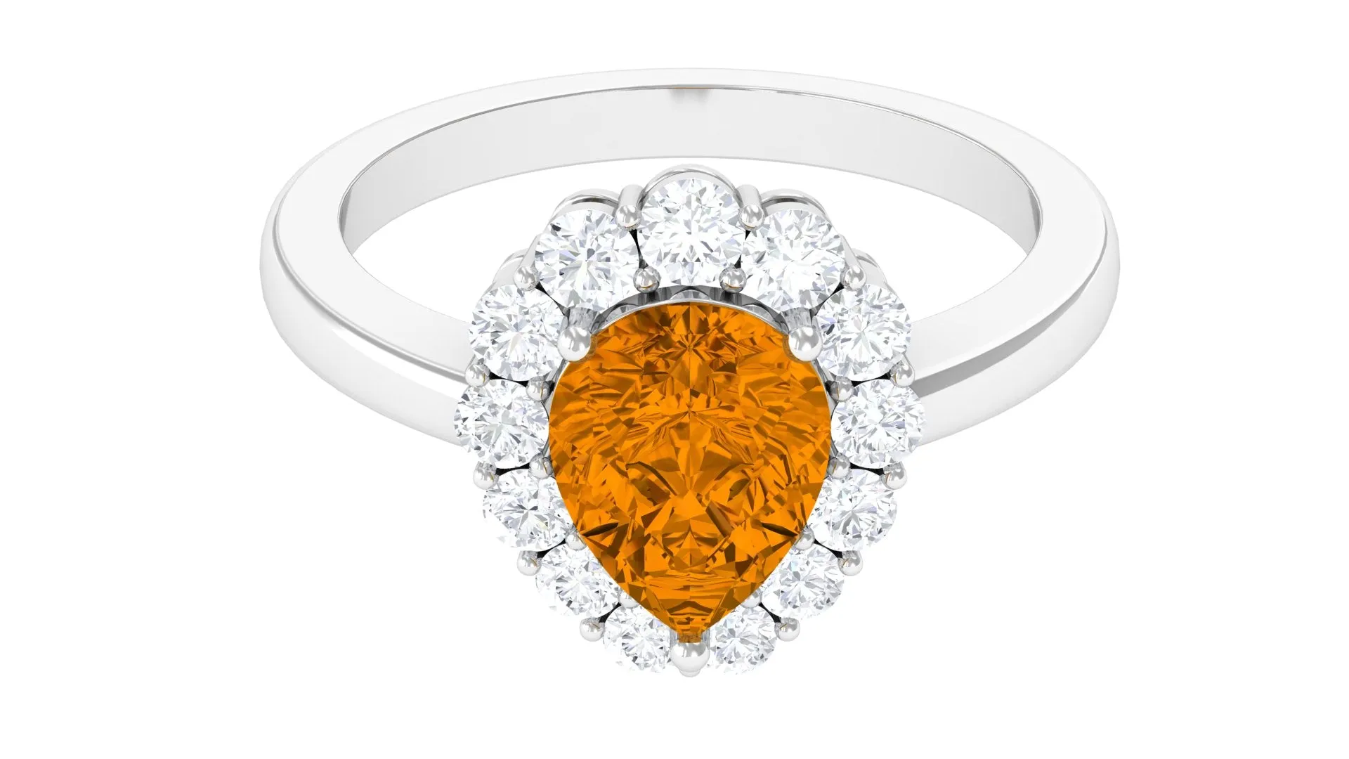 2.50 CT Citrine Vintage Engagement Ring with Moissanite Halo