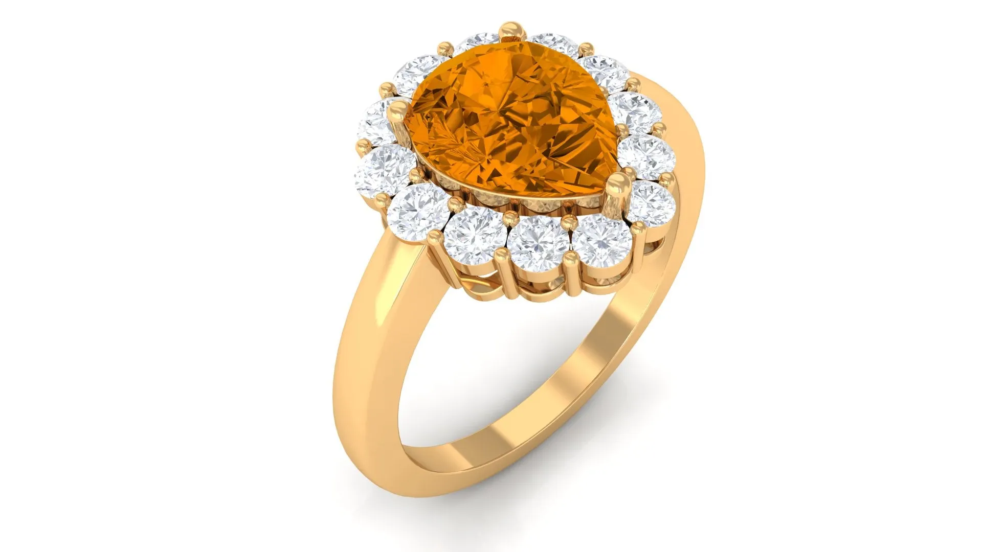 2.50 CT Citrine Vintage Engagement Ring with Moissanite Halo