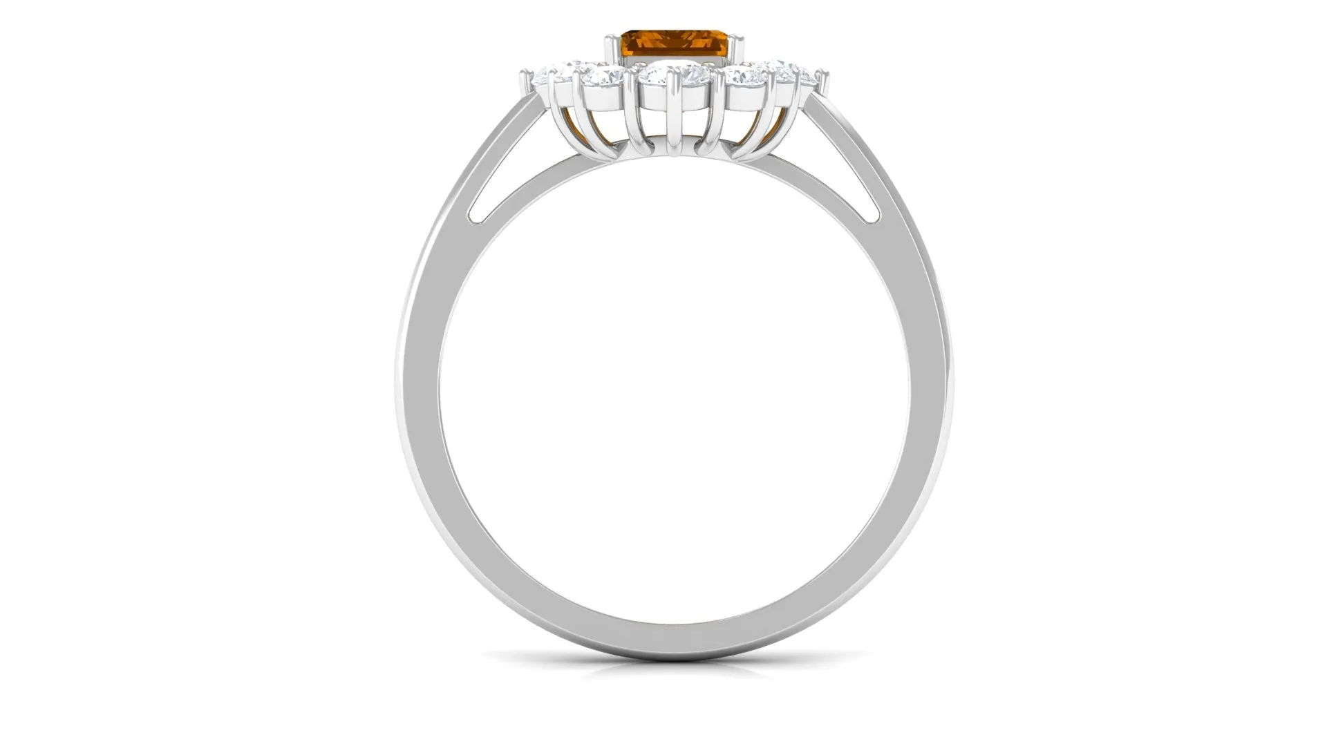 2.75 CT Octagon Cut Citrine Halo Engagement Ring with Moissanite