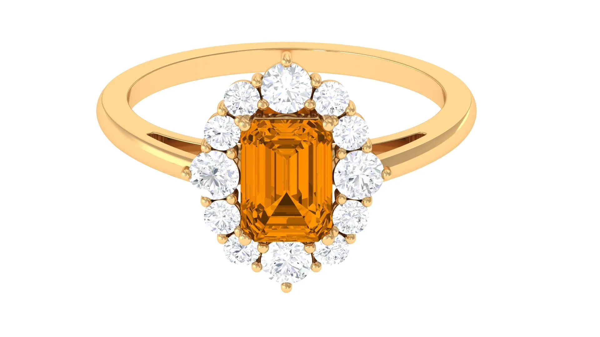 2.75 CT Octagon Cut Citrine Halo Engagement Ring with Moissanite