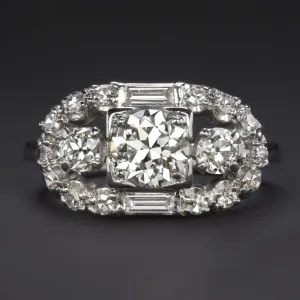 2ct ART DECO DIAMOND COCKTAIL RING GIA CERTIFIED OLD EUROPEAN CUT 18k VINTAGE