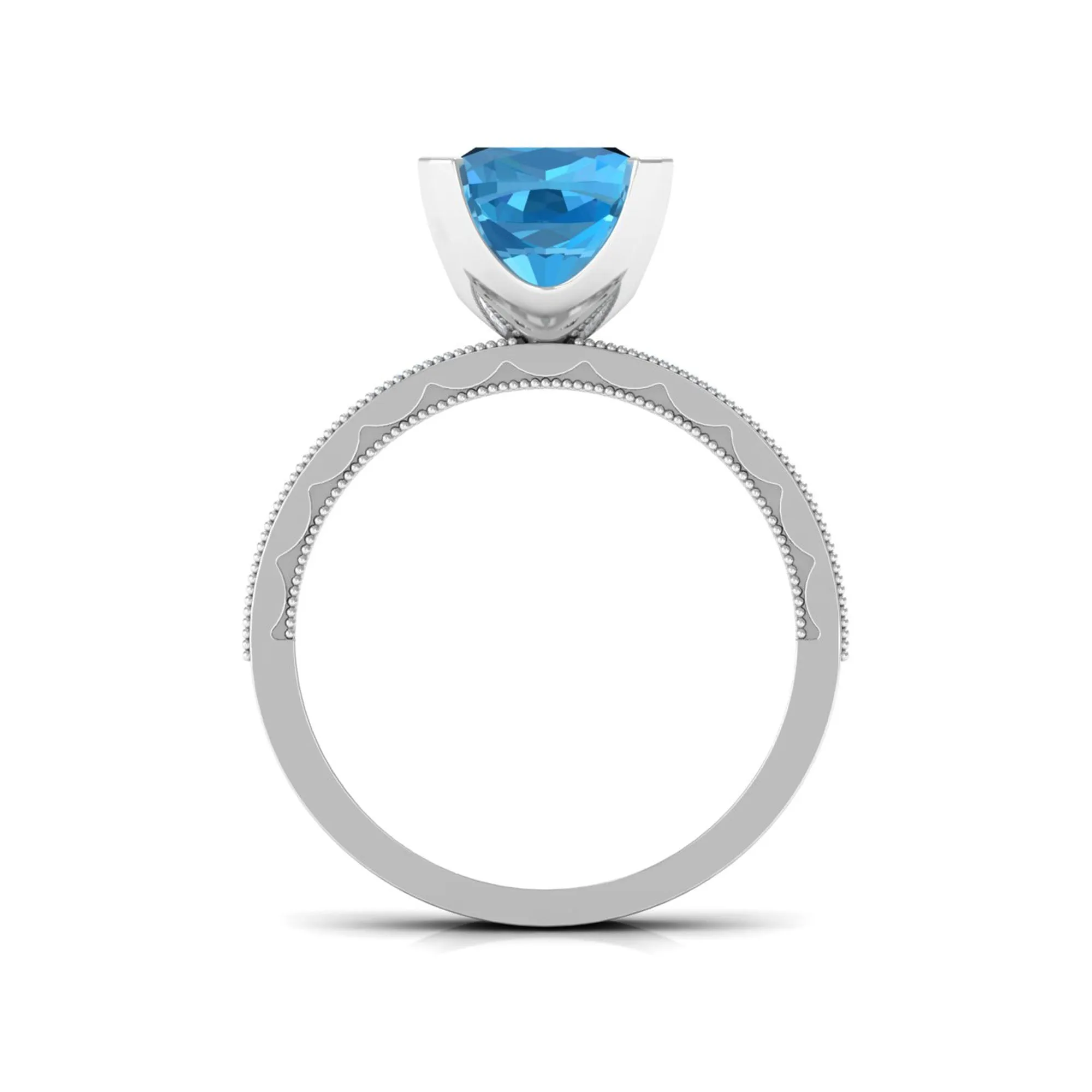 3 CT Swiss Blue Topaz and Moissanite Engagement Ring