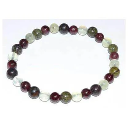 6mm Jasper, Dragon Blood, Garnet & Prehnite bracelet