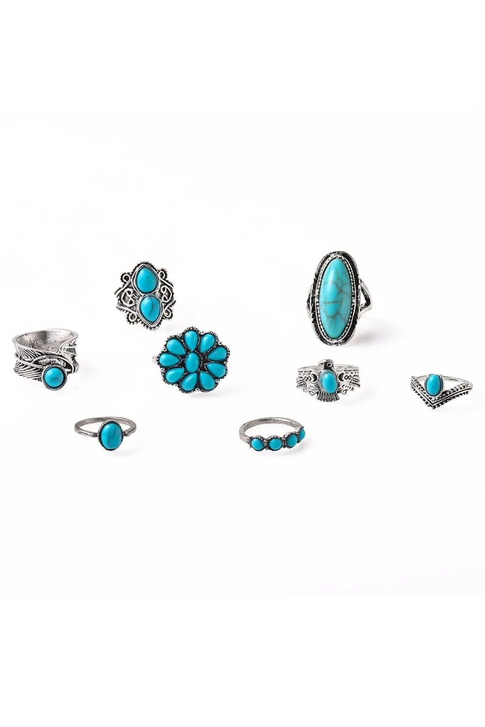 8 Piece Western Turquoise Ring Set | PRE ORDER