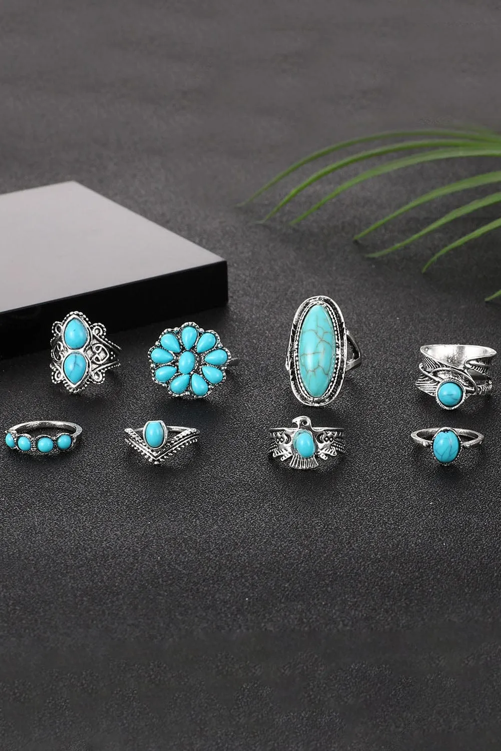 8 Piece Western Turquoise Ring Set | PRE ORDER