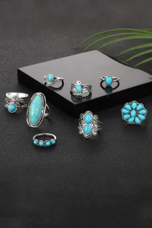 8 Piece Western Turquoise Ring Set | PRE ORDER