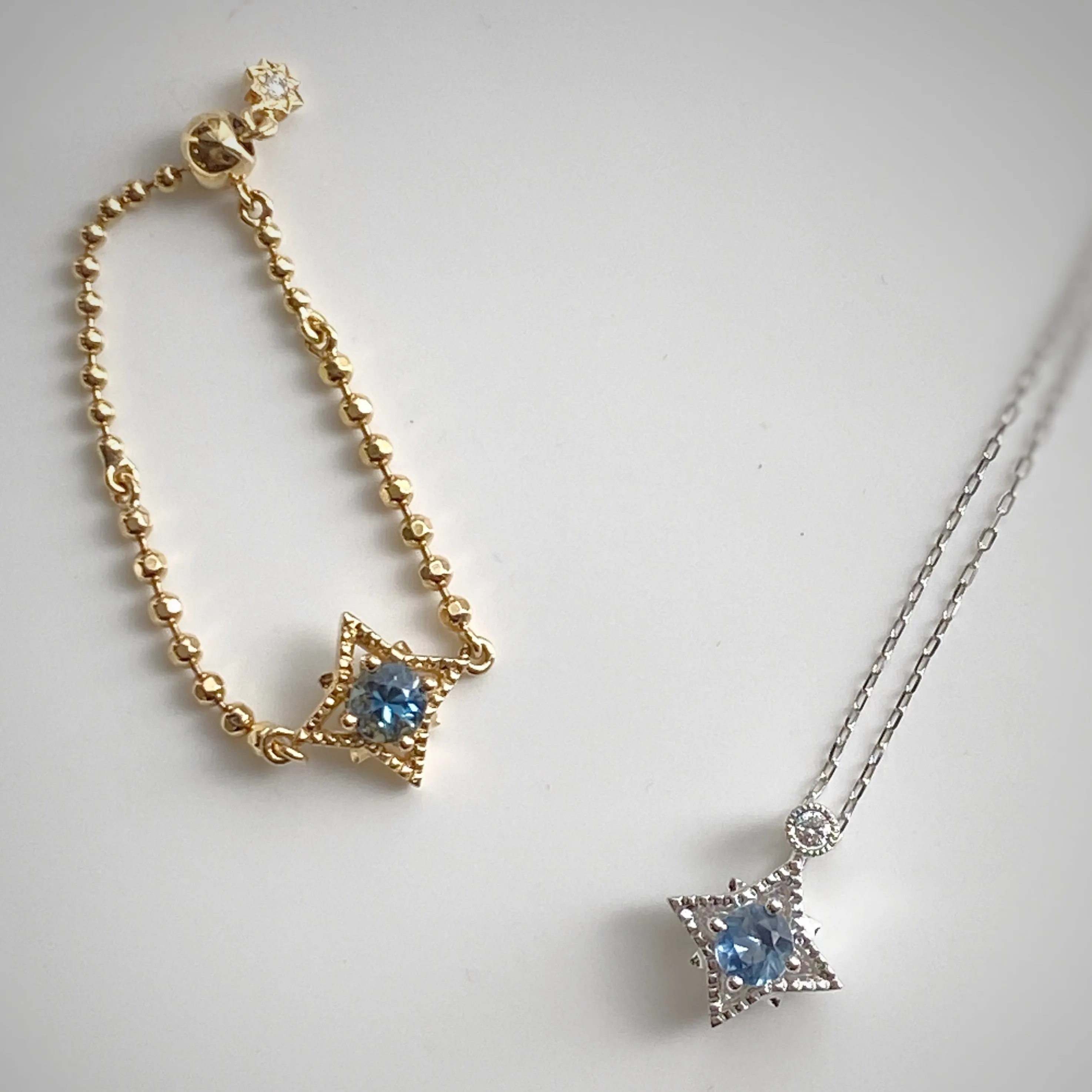 8 STAR・18K GOLD SAPPHIRE & DIAMOND NECKLACE