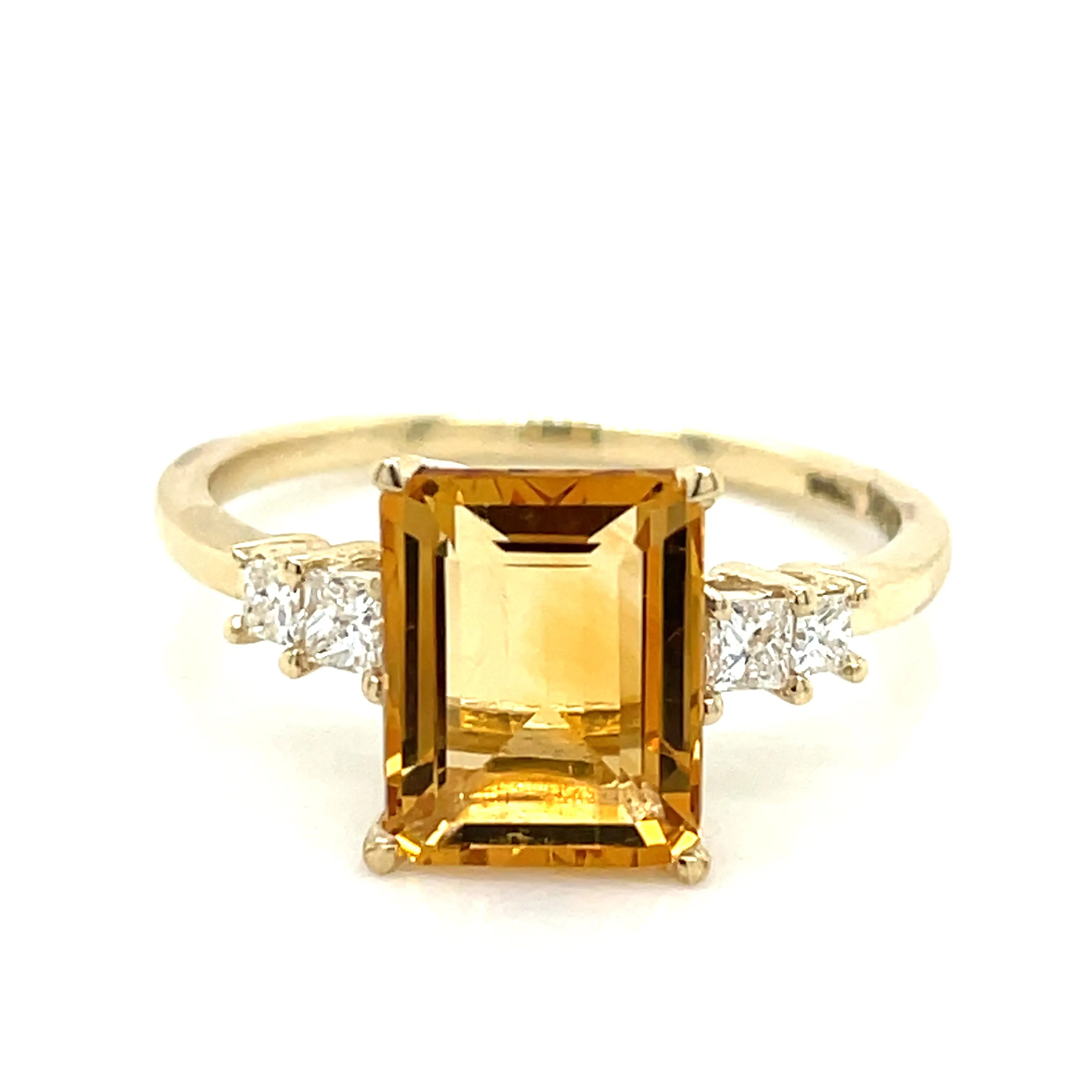 9ct Yellow Gold Emerald Cut Citrine