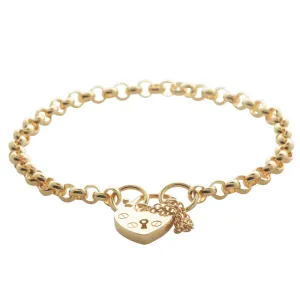 9ct Yellow Gold Flat Heart Bracelet