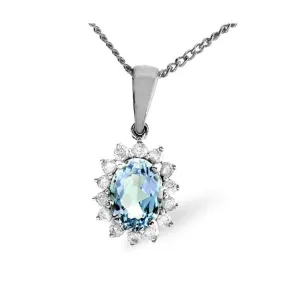 Acotis Diamonds 9K White Gold 0.21ct Diamond Blue Topaz Pendant E2738