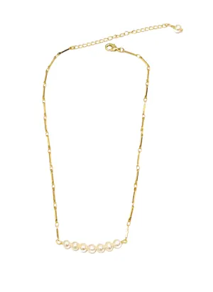 Adriana Dainty Pearl link Necklace Gold