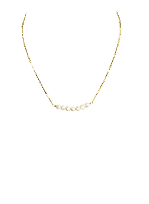 Adriana Dainty Pearl link Necklace Gold