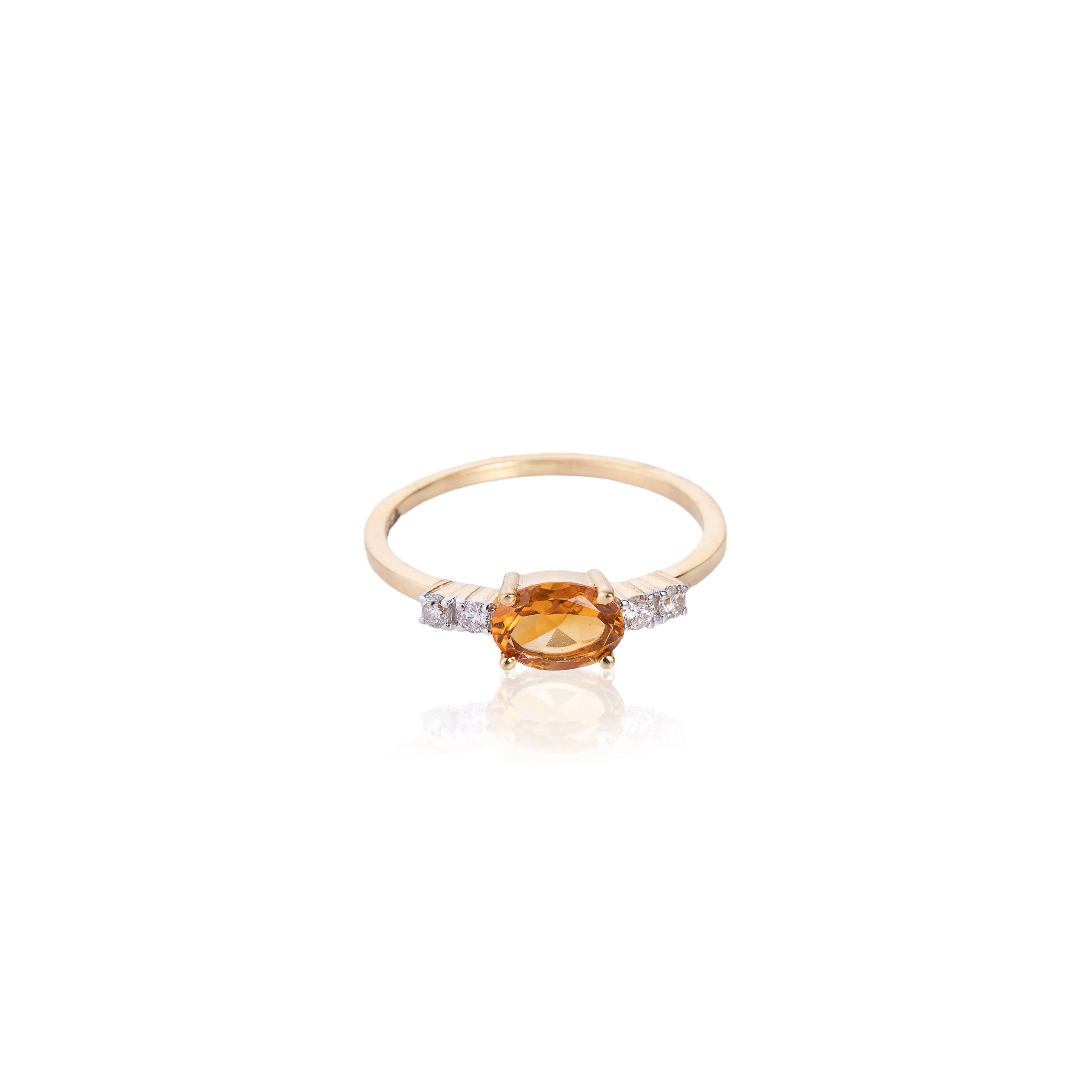 Aleezah, Citrine and Diamond Ring, 14K Yellow Gold