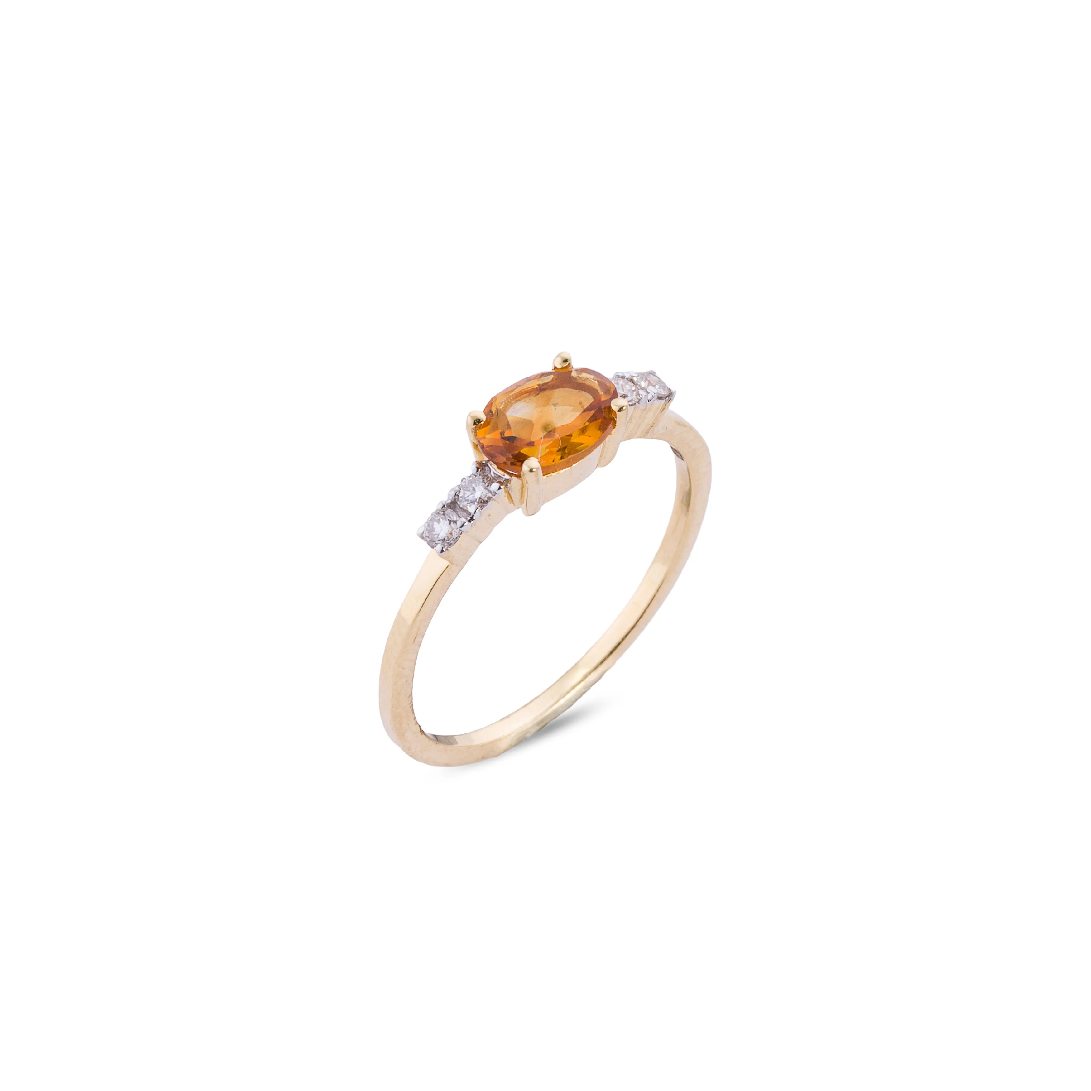 Aleezah, Citrine and Diamond Ring, 14K Yellow Gold