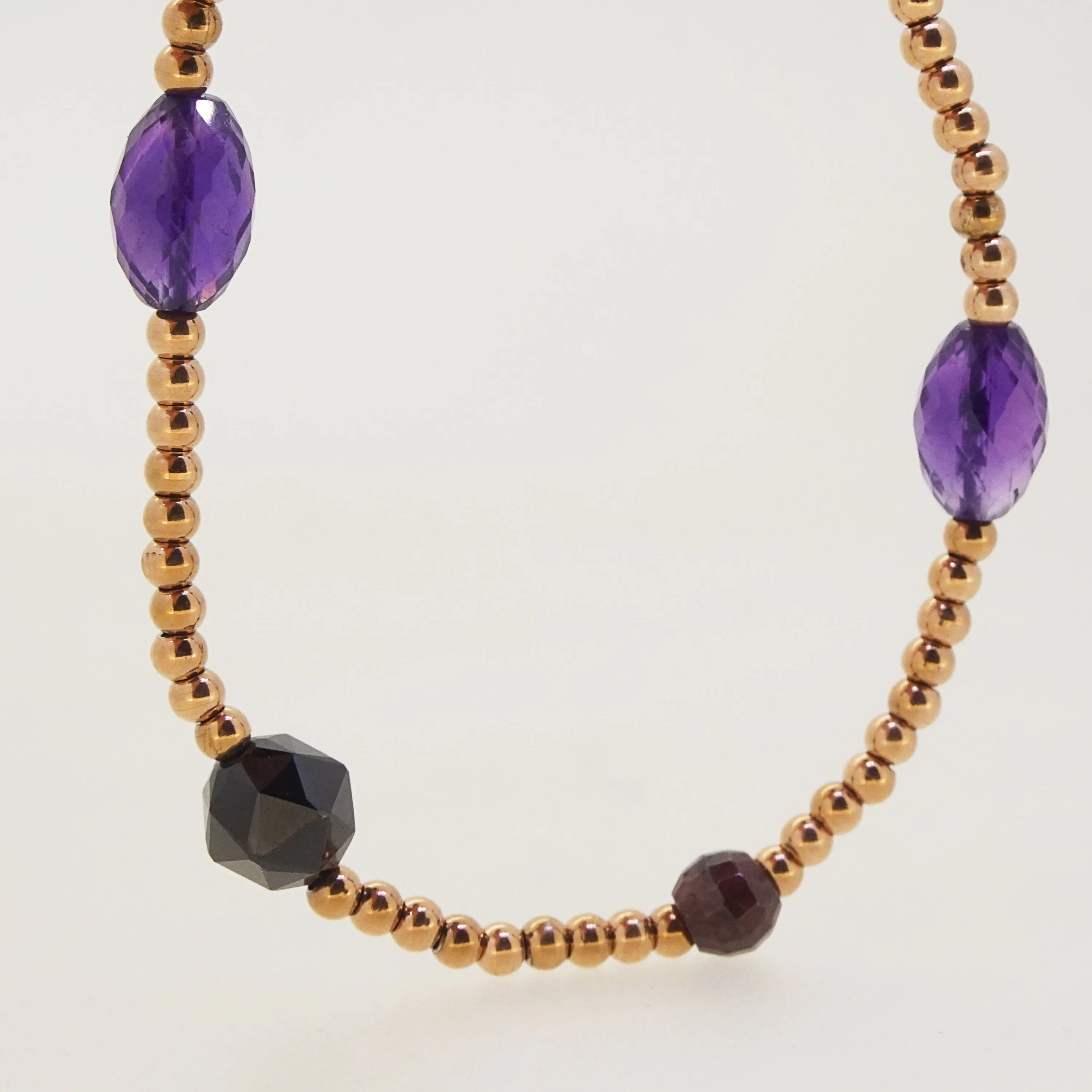 Amethyst, Almandine Garnet, and Black Spinel