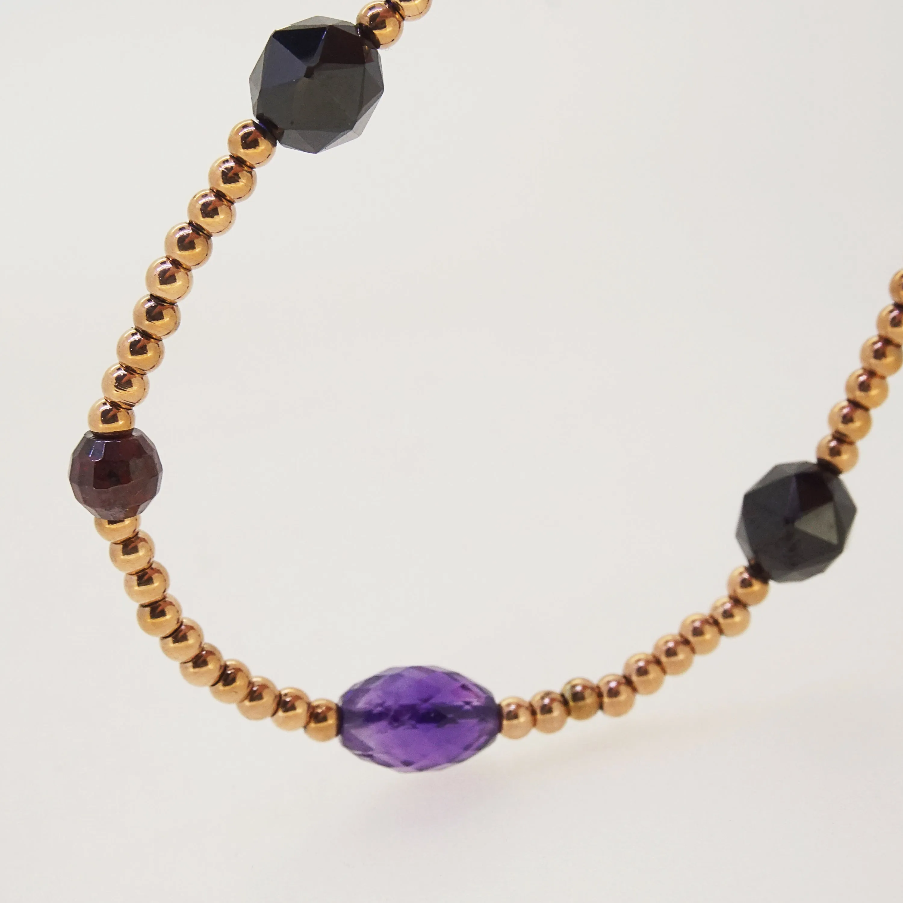 Amethyst, Almandine Garnet, and Black Spinel