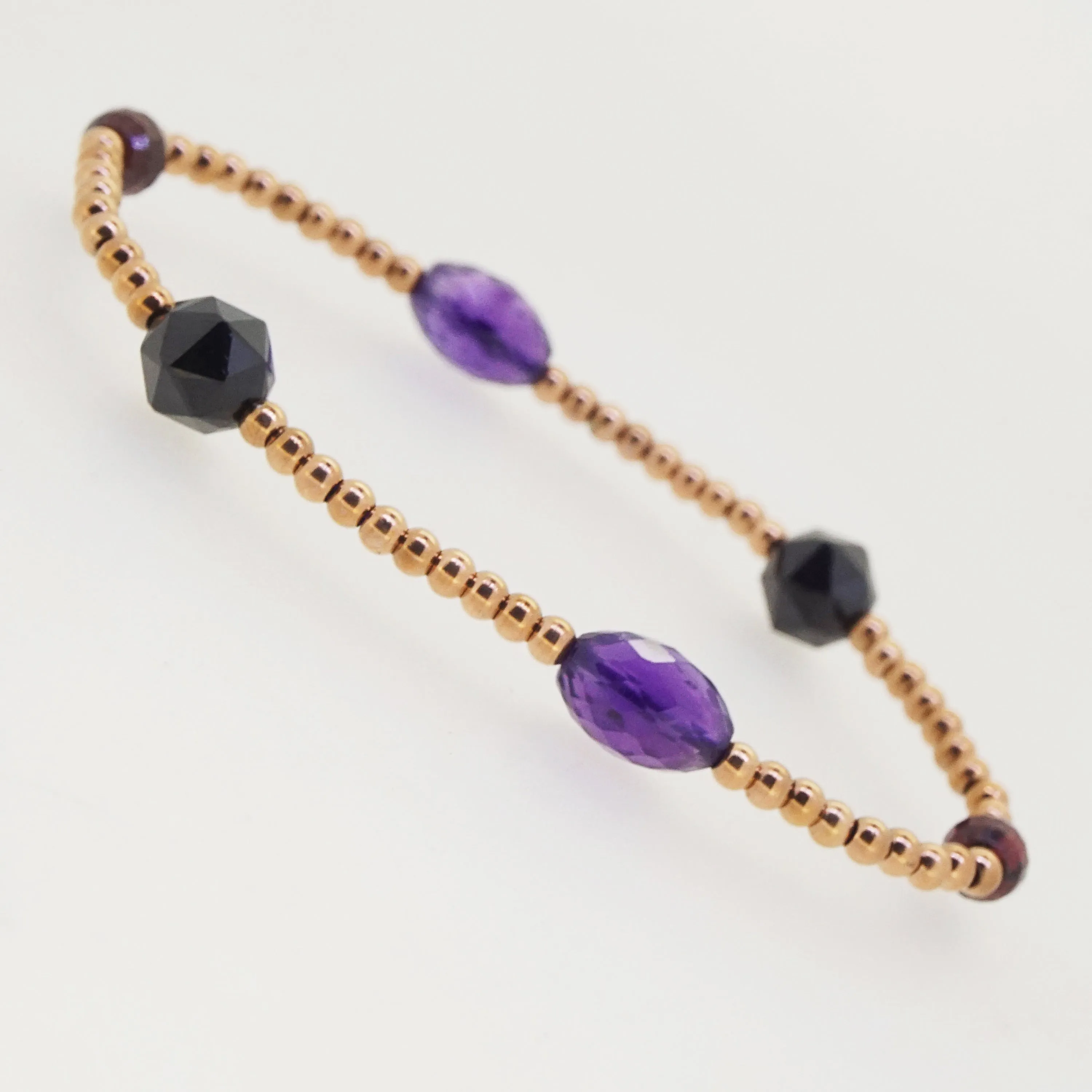 Amethyst, Almandine Garnet, and Black Spinel