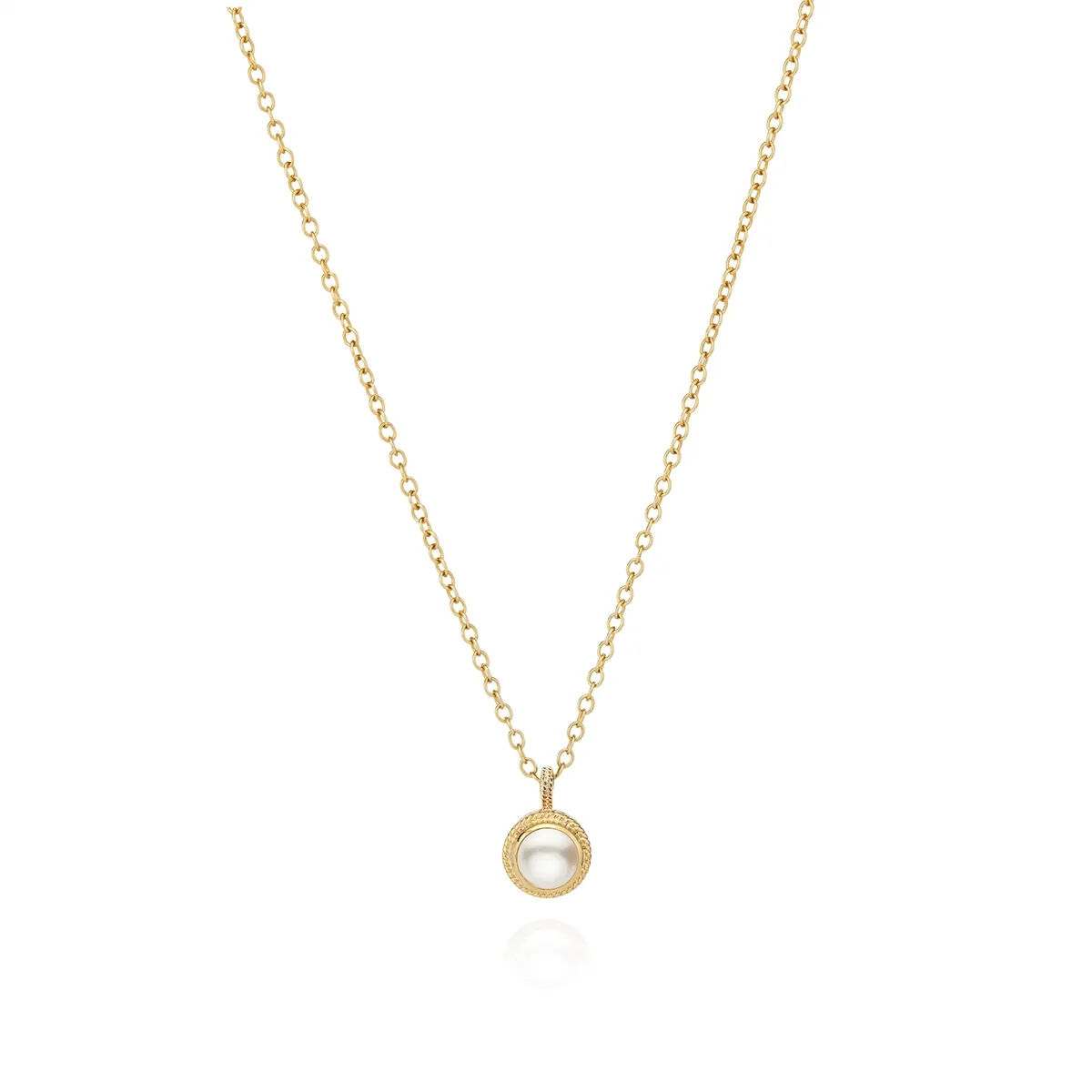 Anna Beck Pearl Circle Drop Necklace - Gold Plated