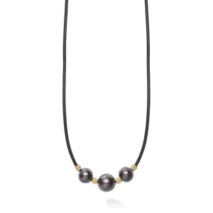 Anthem 18K Gold Triple Tahitian Black Pearl Necklace