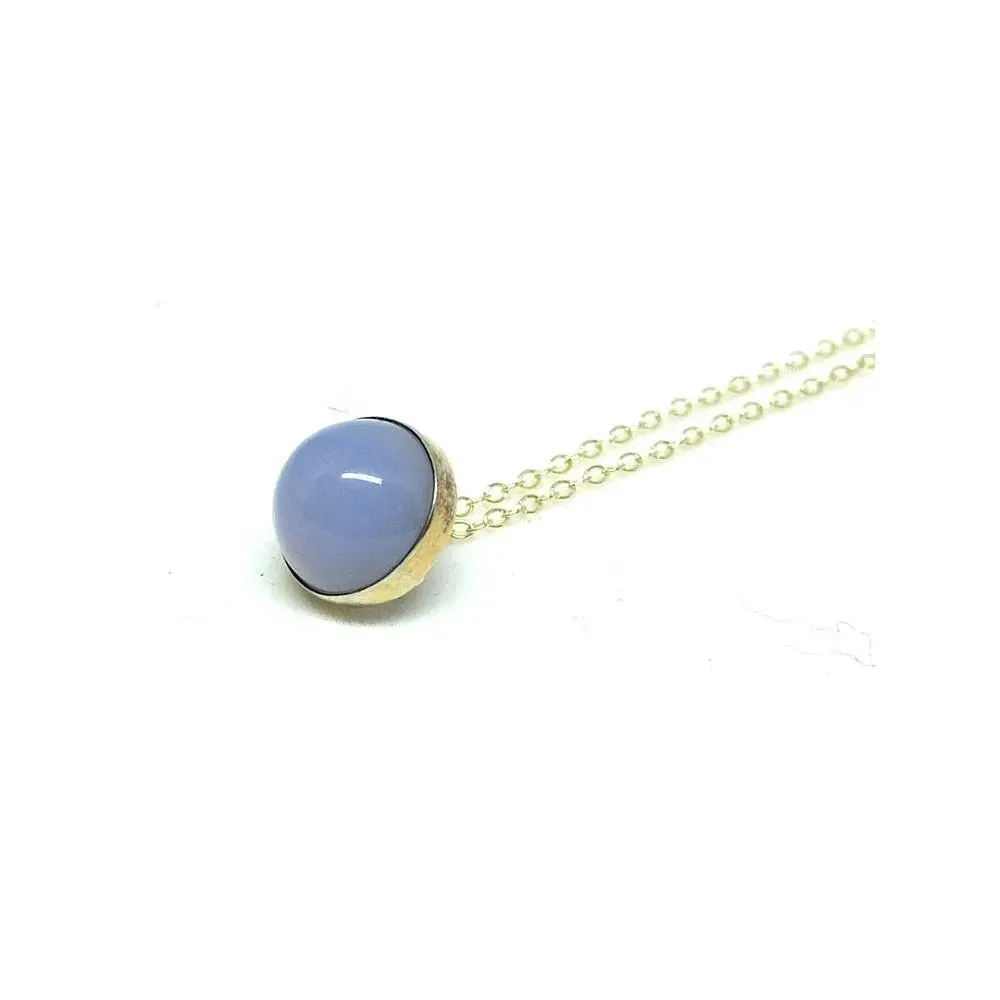 Antique Edwardian Blue Chalcedony Drop Necklace