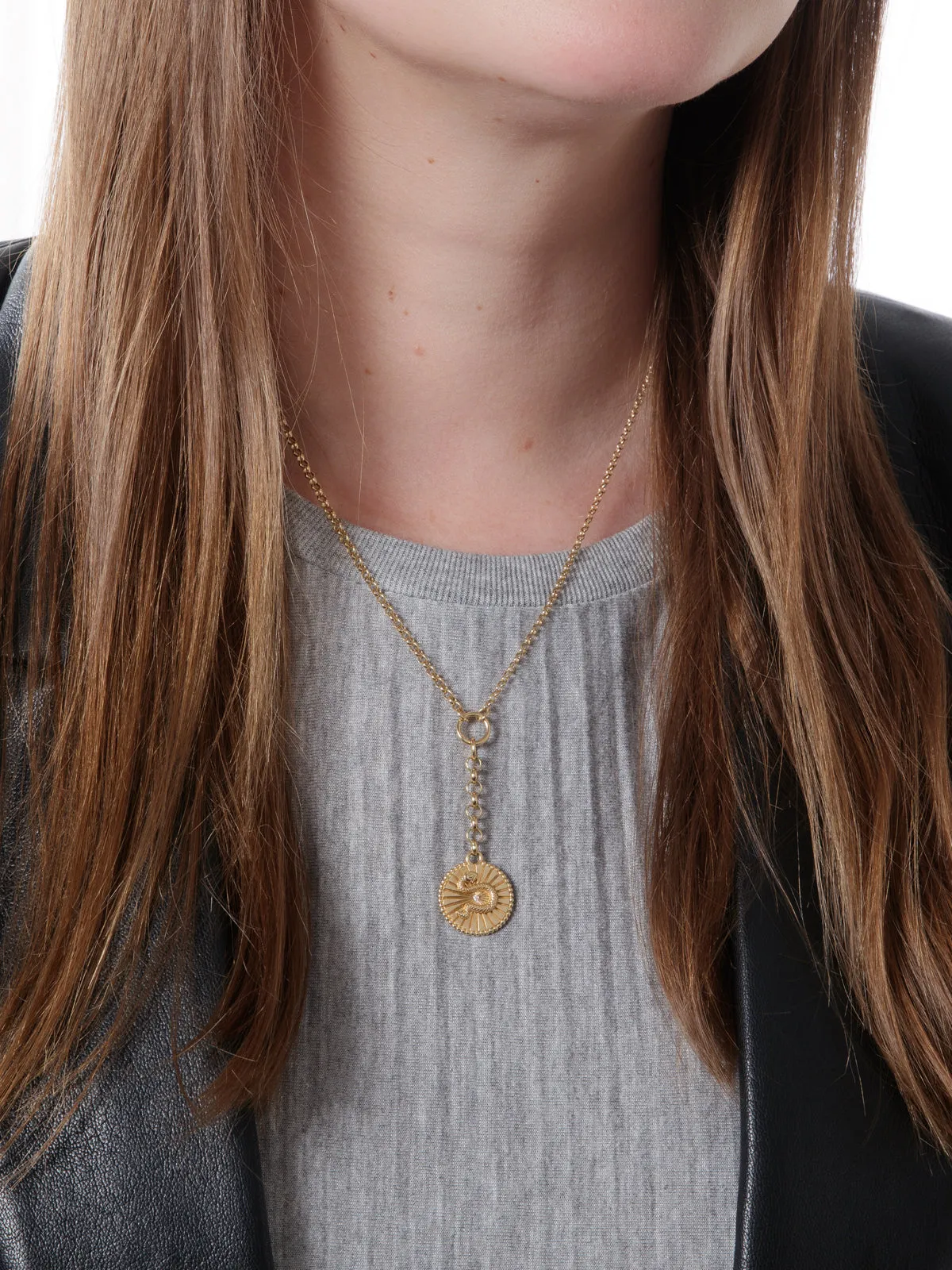 Baby Wholeness Medallion On Mixed Fine and Small Belcher Yellow Gold Necklace