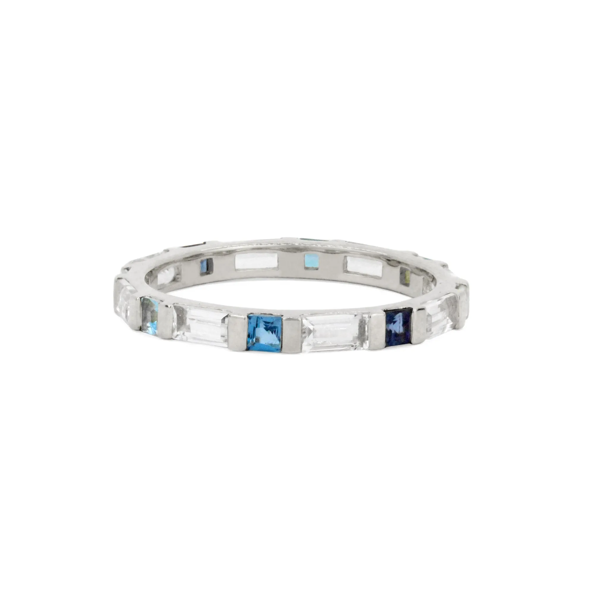 Baguette & Princess Cut 14K Gemstone Eternity Band