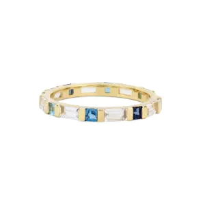 Baguette & Princess Cut 14K Gemstone Eternity Band