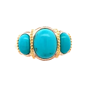 BCJ Estate Jewelry Silver Turquoise RIng