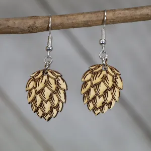 Beer Hops Wooden Dangle Earrings by Cate's Concepts, LLC