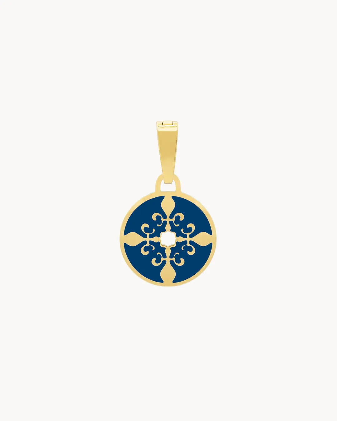 Blue Fleur-de-Lis Maduma Pendant, Gold