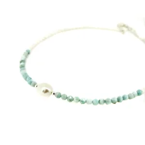 Blue Lagoon Keshi Pearl Larimar Necklace