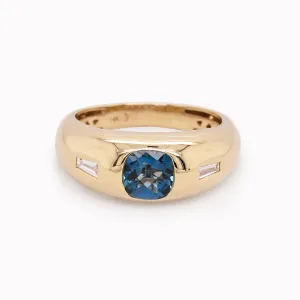 Blue Topaz & Diamond Dome Ring