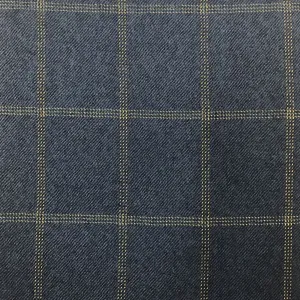 Blue Twill With Gold Check Flannel Suiting