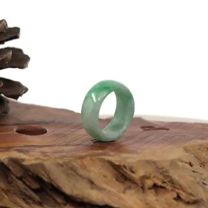 Burmese Green Jadeite Jade Men's Band Ring