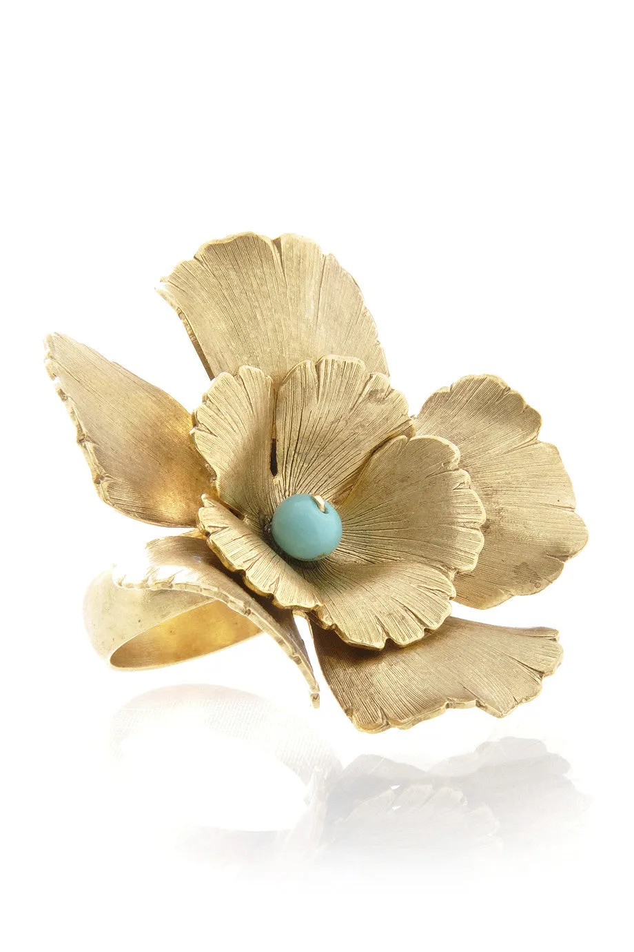 BY THE STONES FLOWER Gold Flower Turquoise Ring