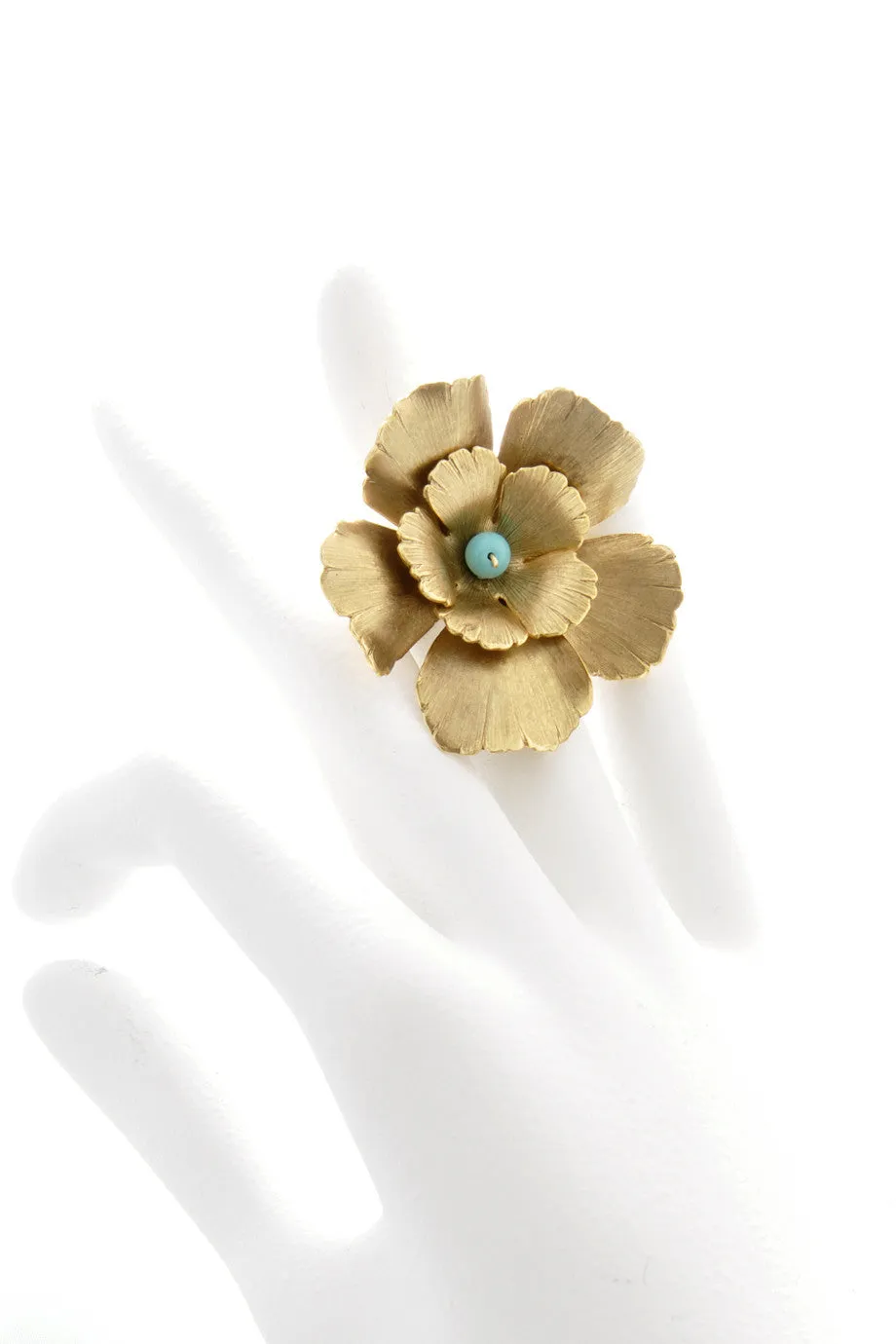 BY THE STONES FLOWER Gold Flower Turquoise Ring