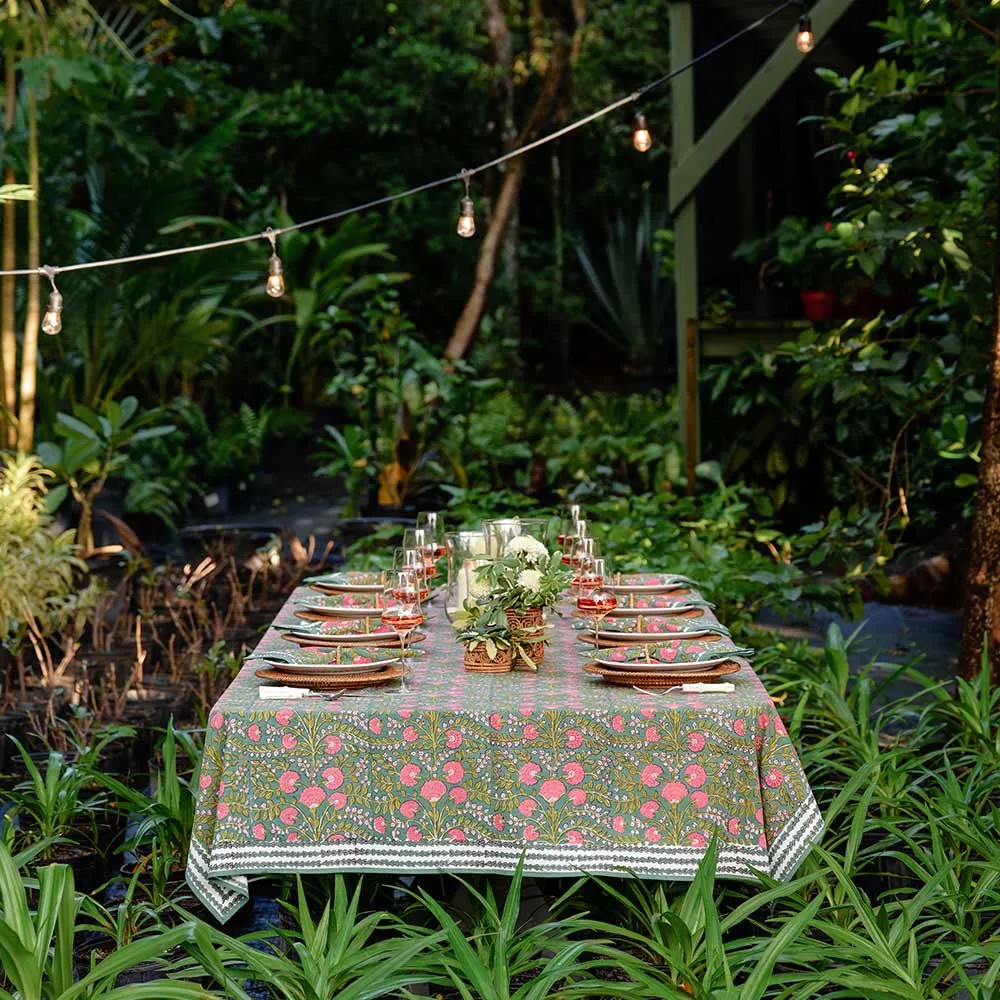 Cactus Flower Jade Tablecloth