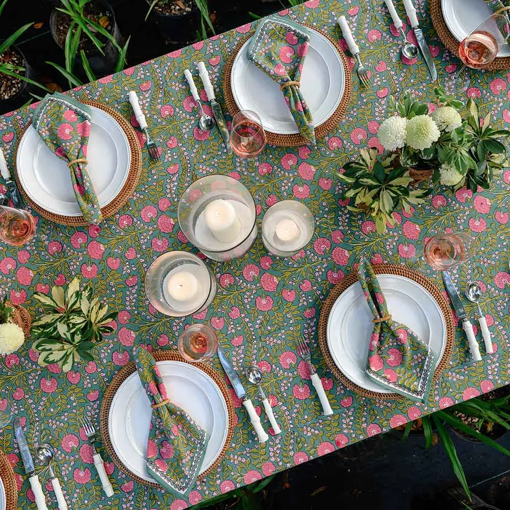 Cactus Flower Jade Tablecloth