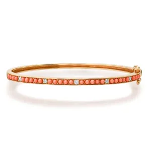 Captivating Coral & Diamond Bangle Bracelet