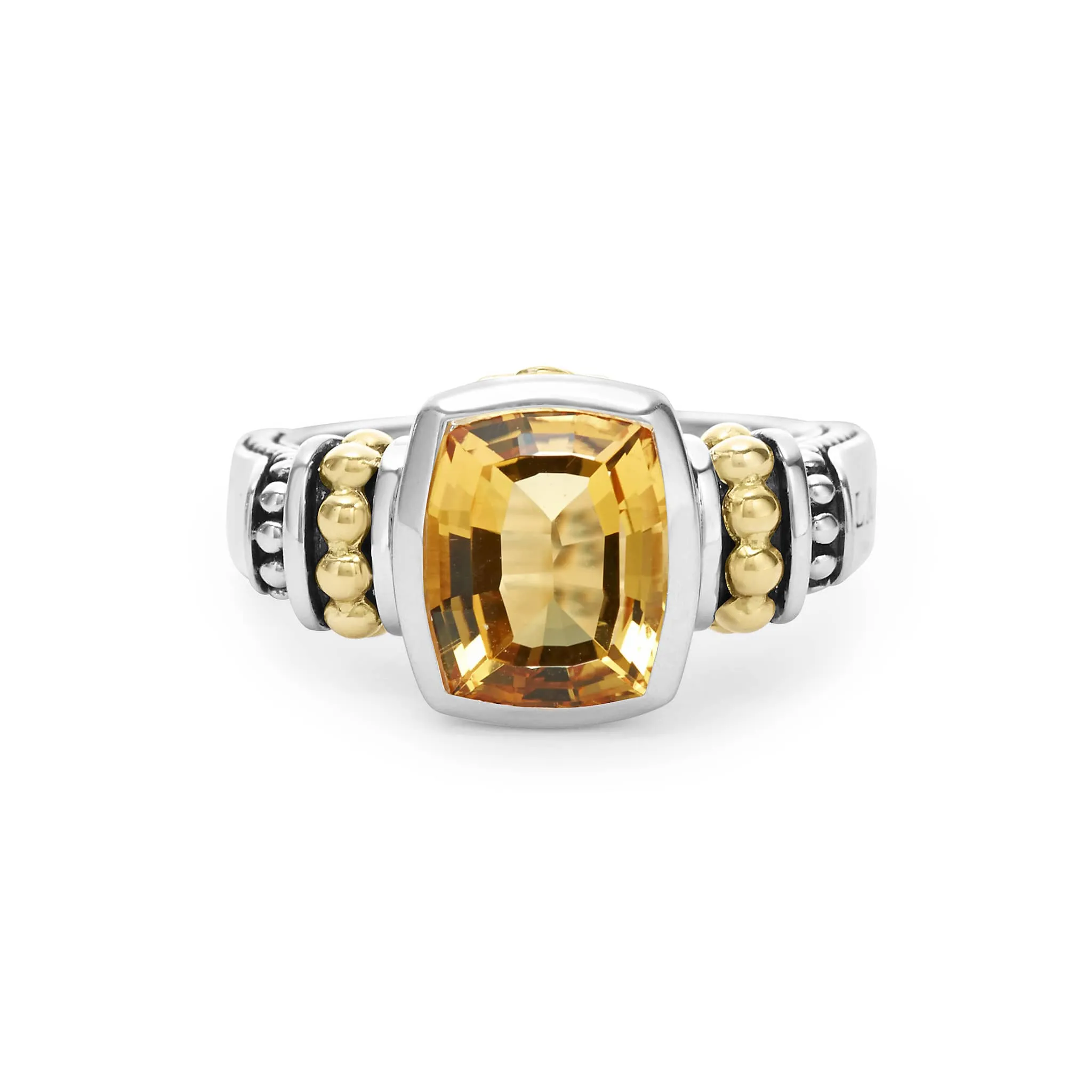 Caviar Color Bezel-Set Citrine Ring