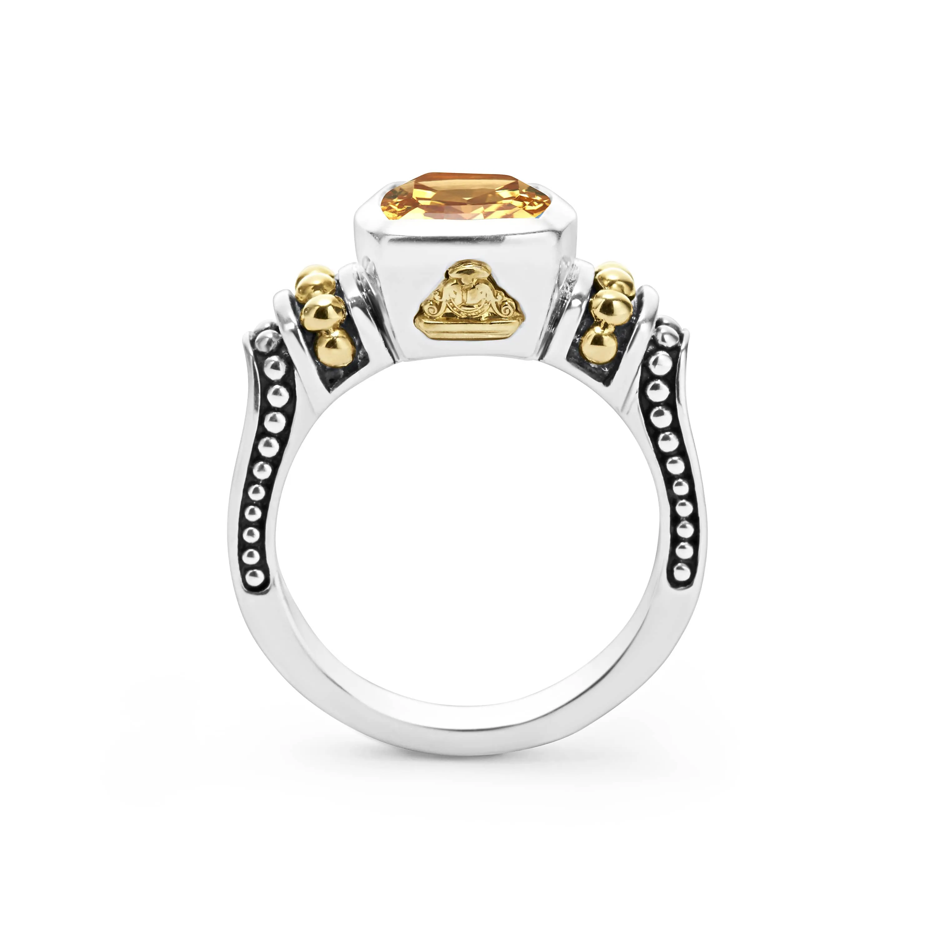 Caviar Color Bezel-Set Citrine Ring