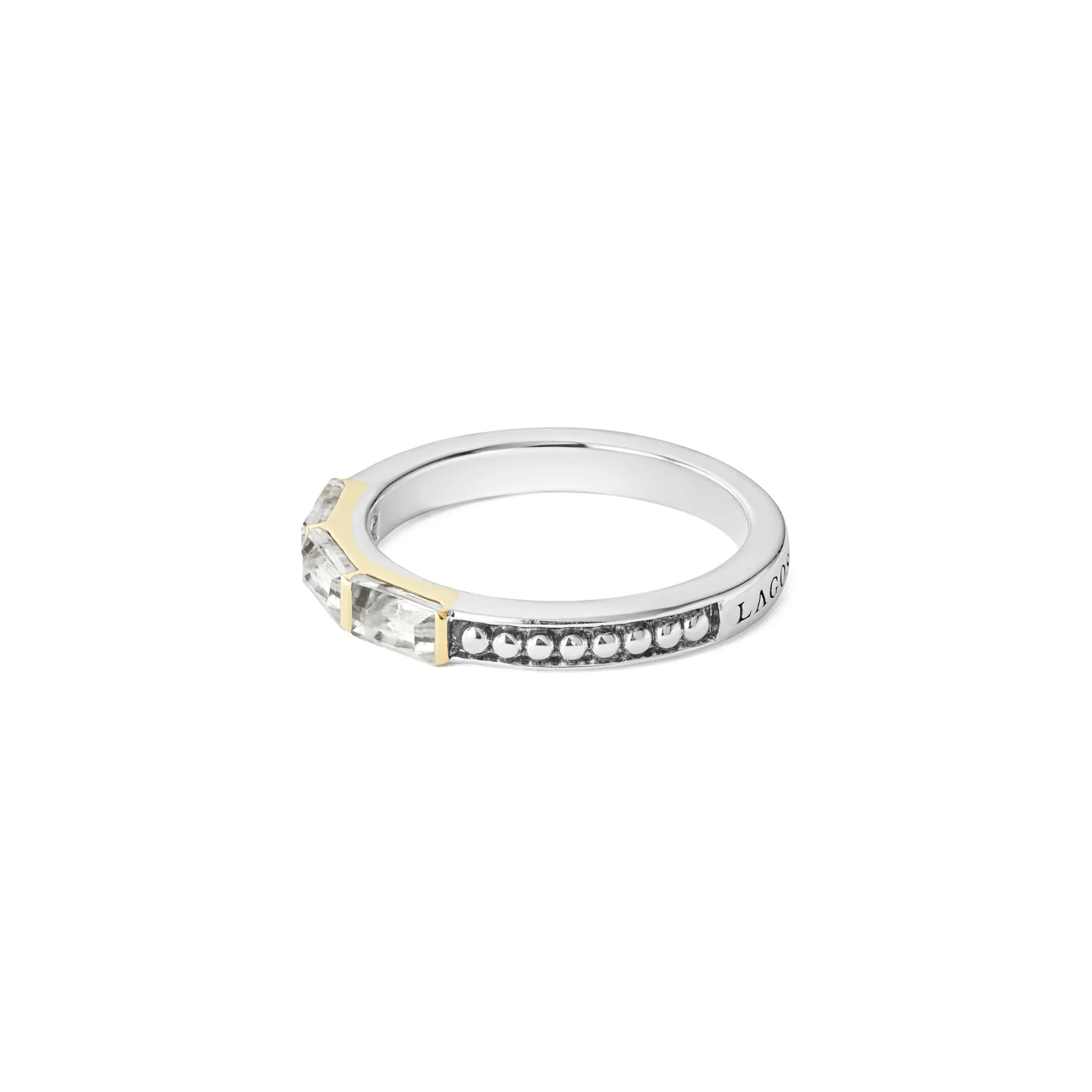 Caviar Color White Topaz Stacking Ring