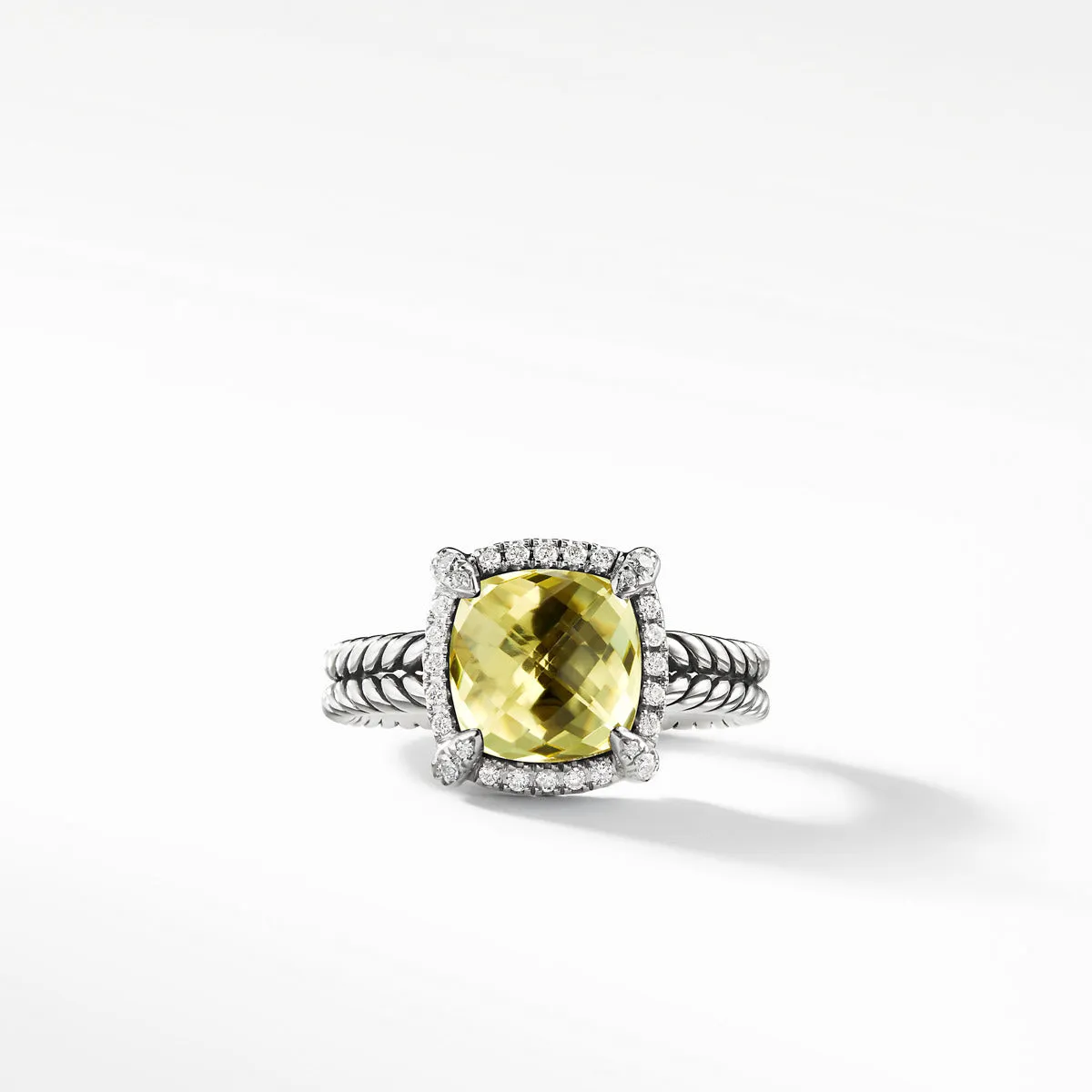 Chatelaine Pave Bezel Ring with Lemon Citrine and Diamonds