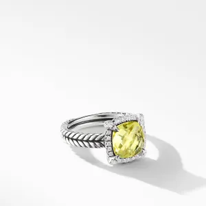 Chatelaine Pave Bezel Ring with Lemon Citrine and Diamonds