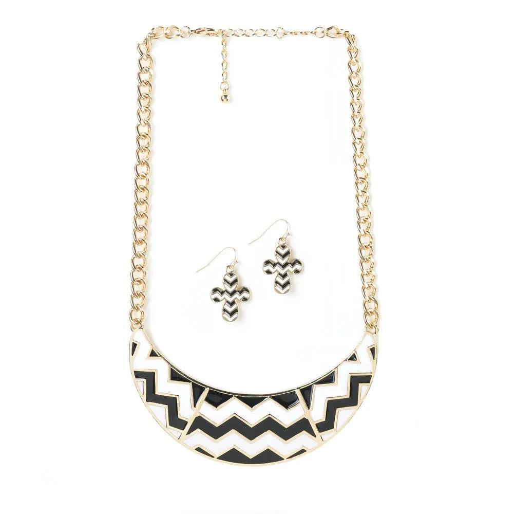 Chevron Necklace & Earrings Set