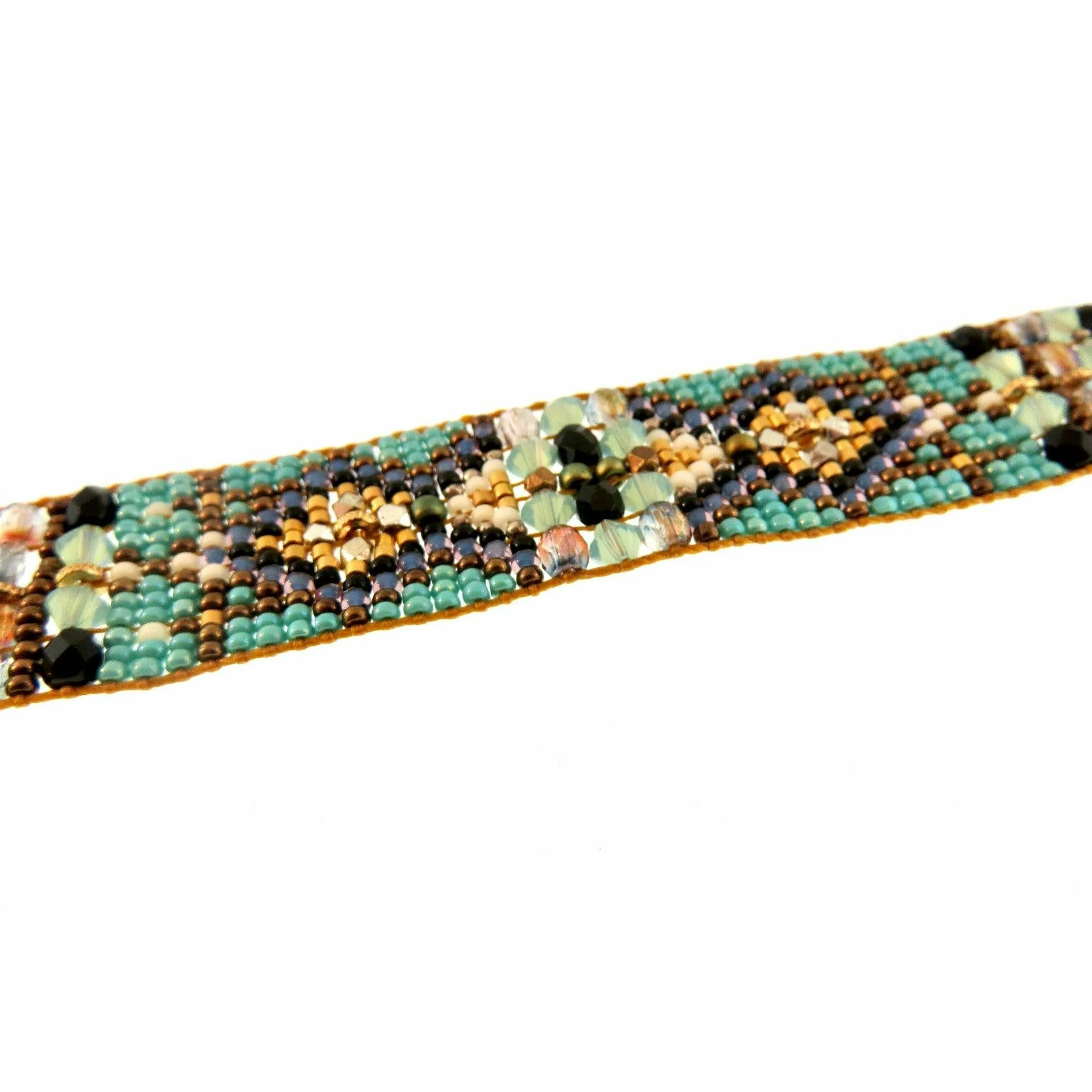 Chili Rose "Turquoise  Quilt"  Silver TIp Bracelet