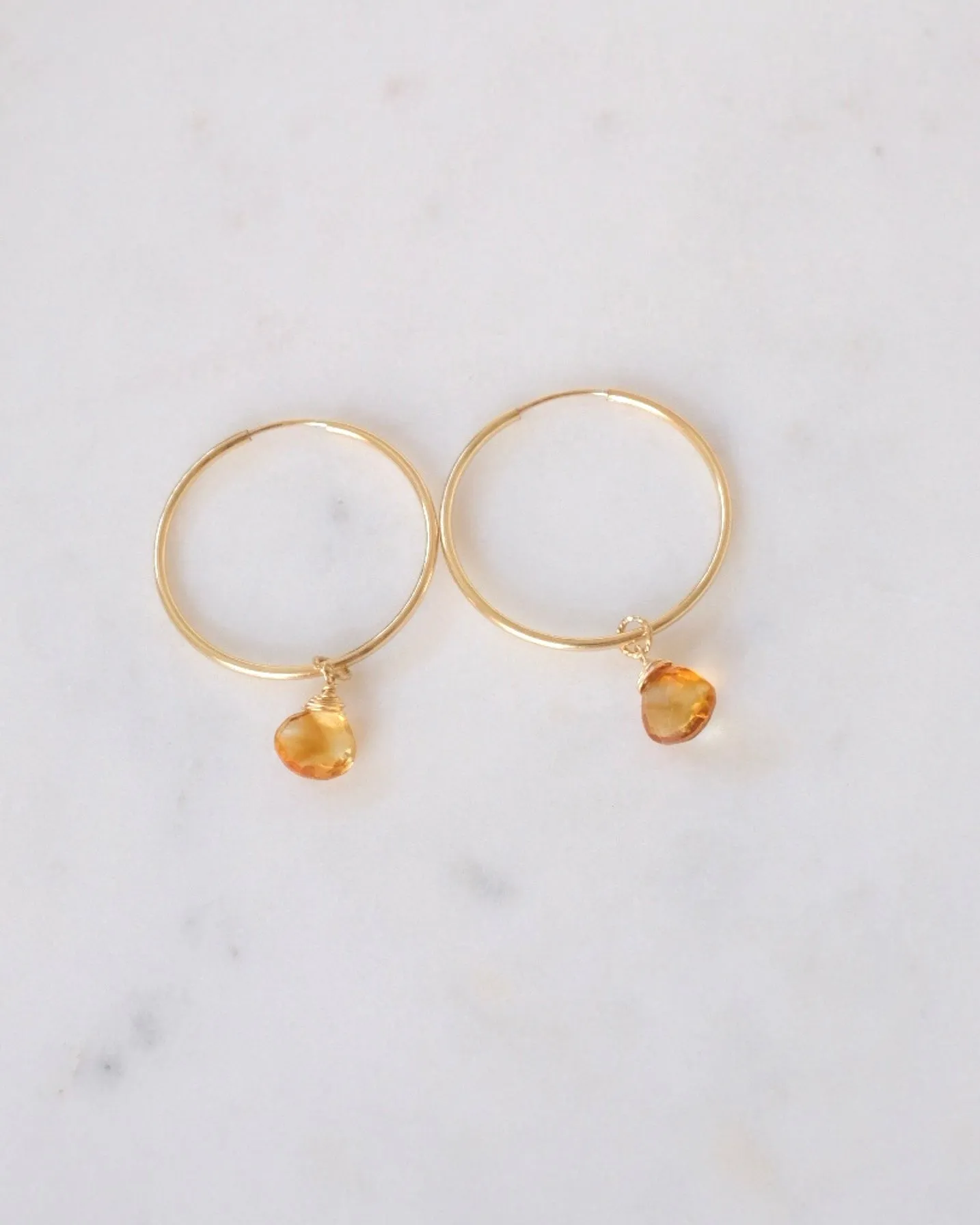 Citrine infinity hoop earrings